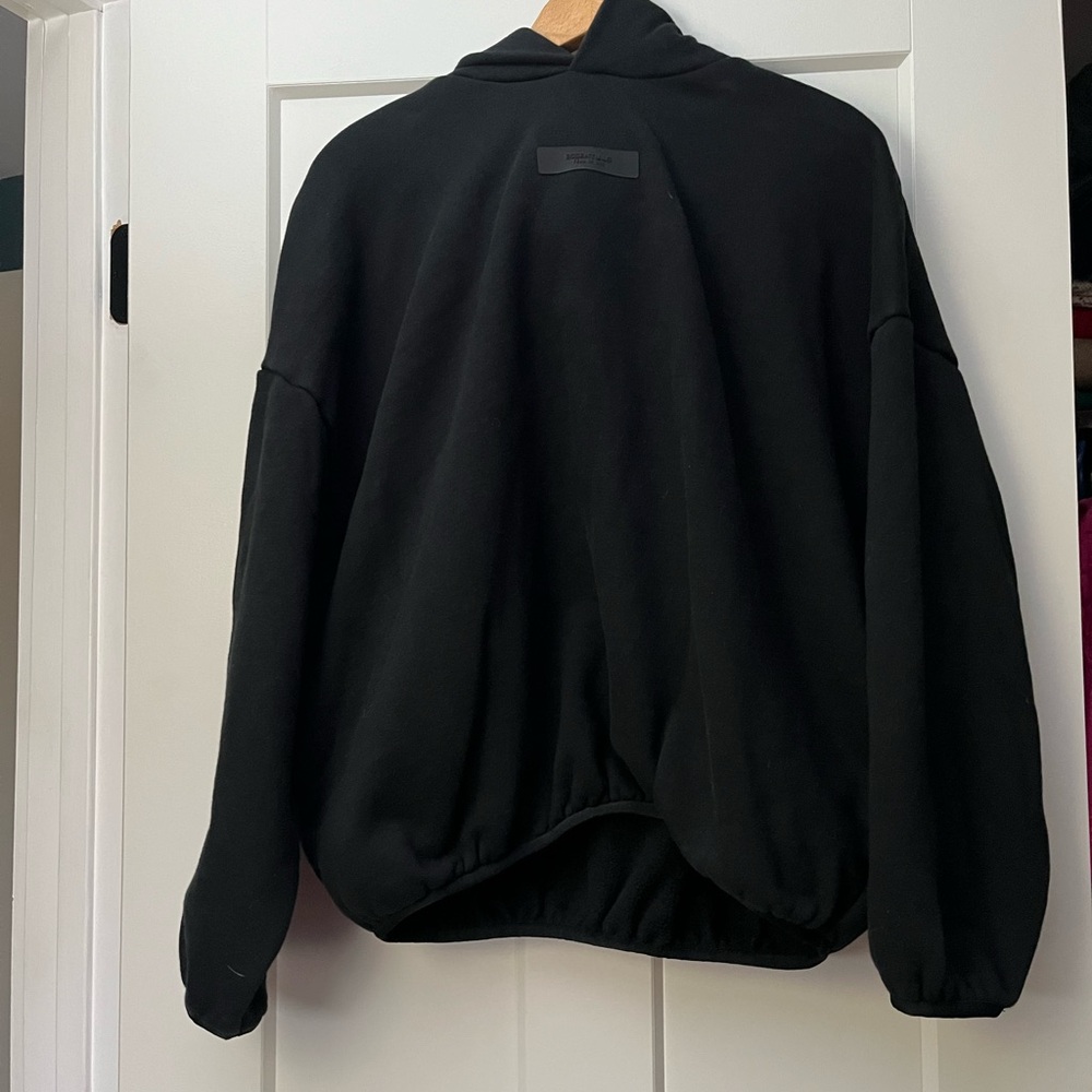Fear Of God Essentials Front Logo Patched Paneled Hoodie S Black